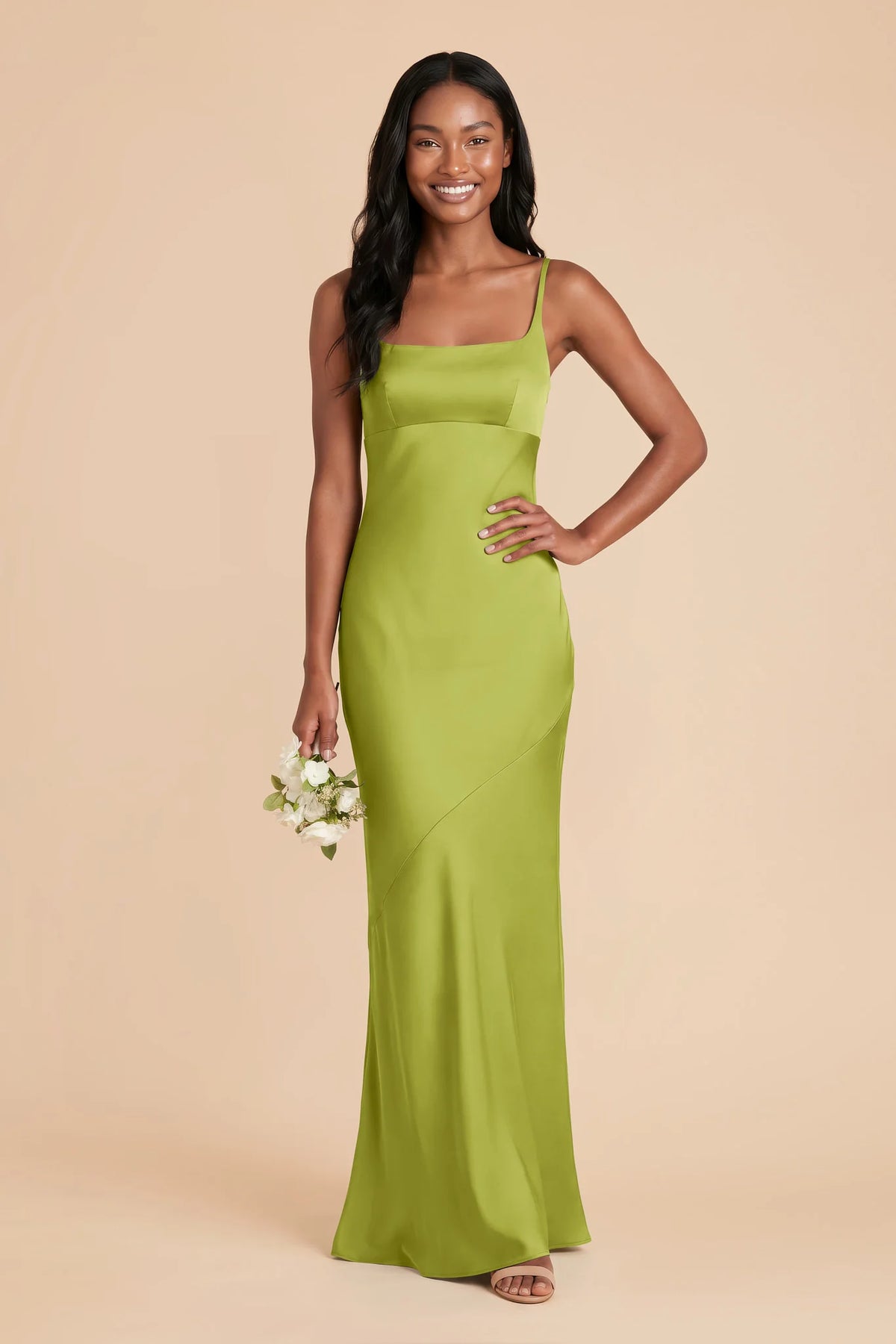 Noelle Matcha front view bridesmaid dress