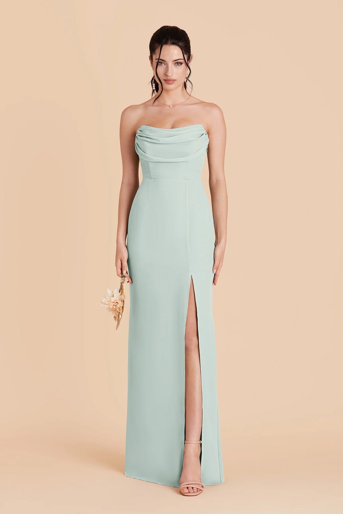 Odessa Mint front view bridesmaid dress