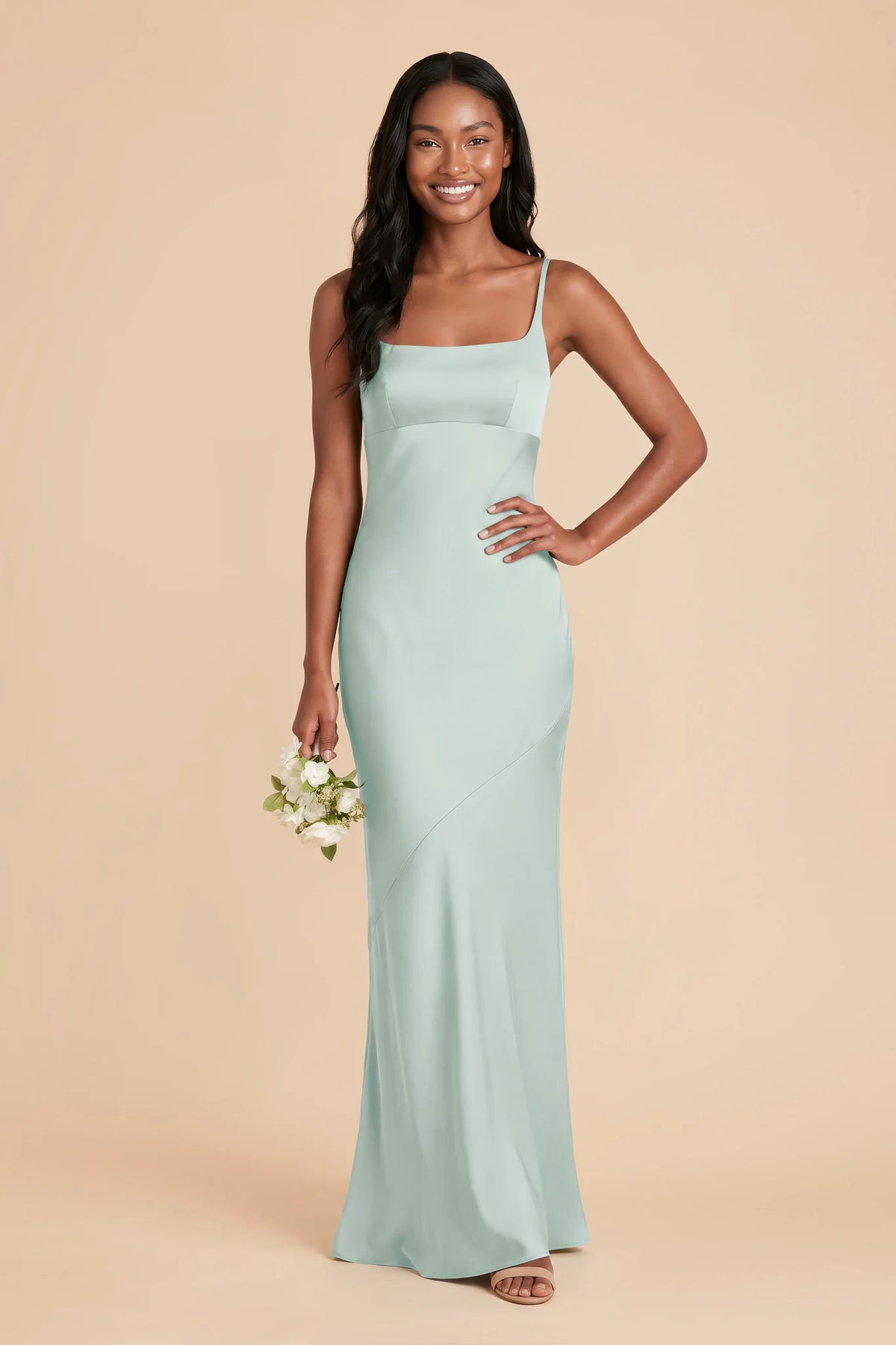 Noelle Mint front view bridesmaid dress