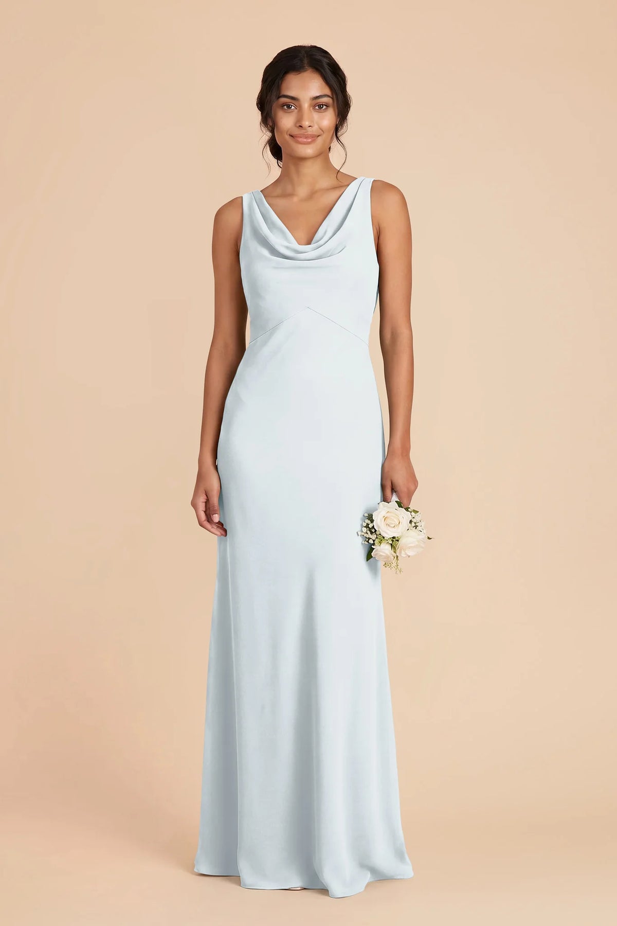 Odette Mist Blue front view bridesmaid dress