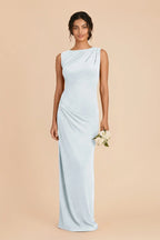 Celestine Mist Blue front view bridesmaid dress