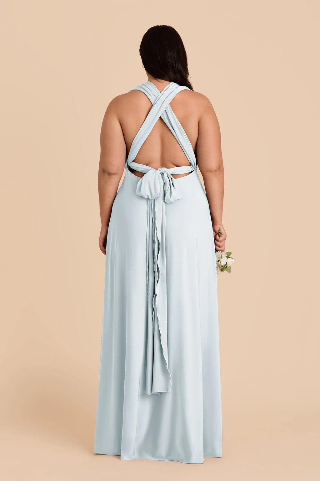 Evelina Mist Blue back view bridesmaid dress