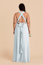 Evelina Mist Blue back view bridesmaid dress