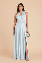 Evelina Mist Blue front view bridesmaid dress