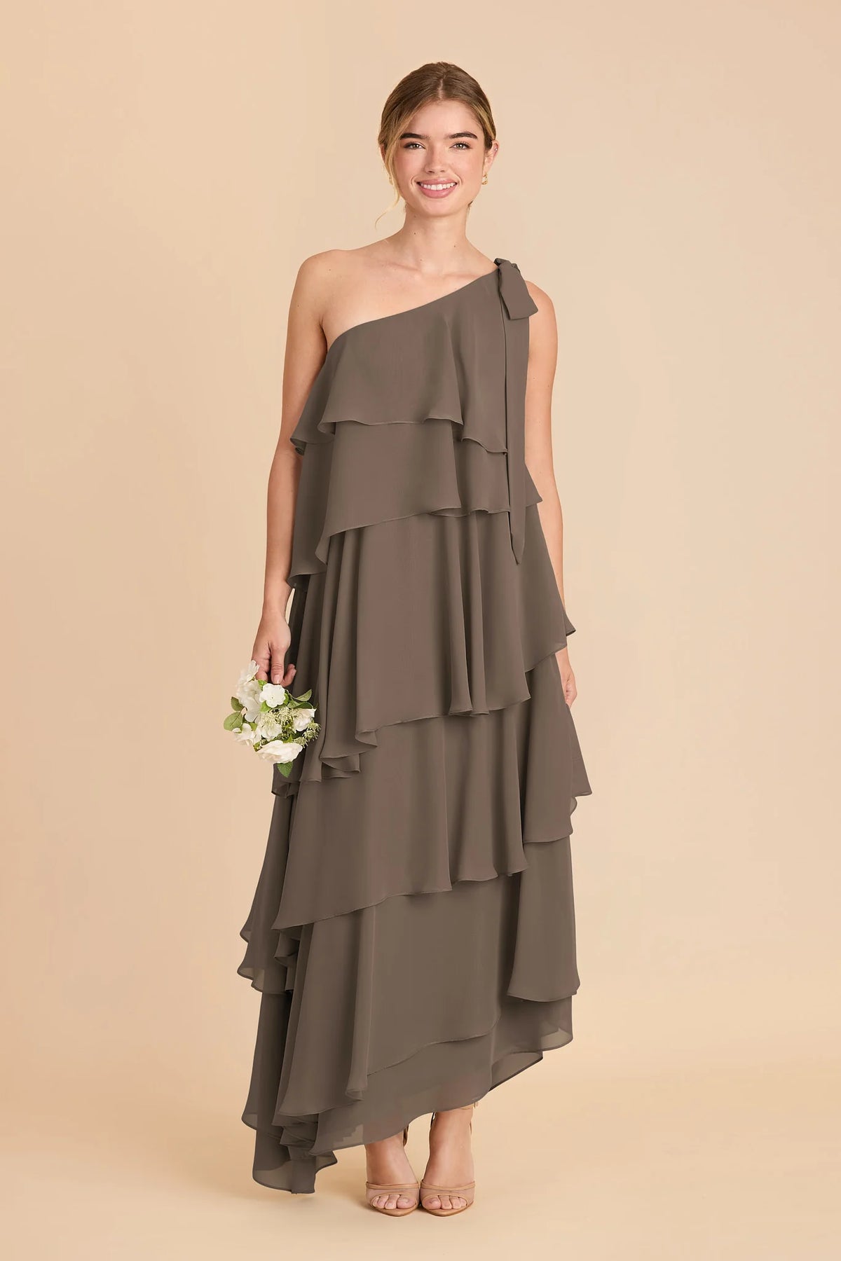 Marisol Mocha front view bridesmaid dress