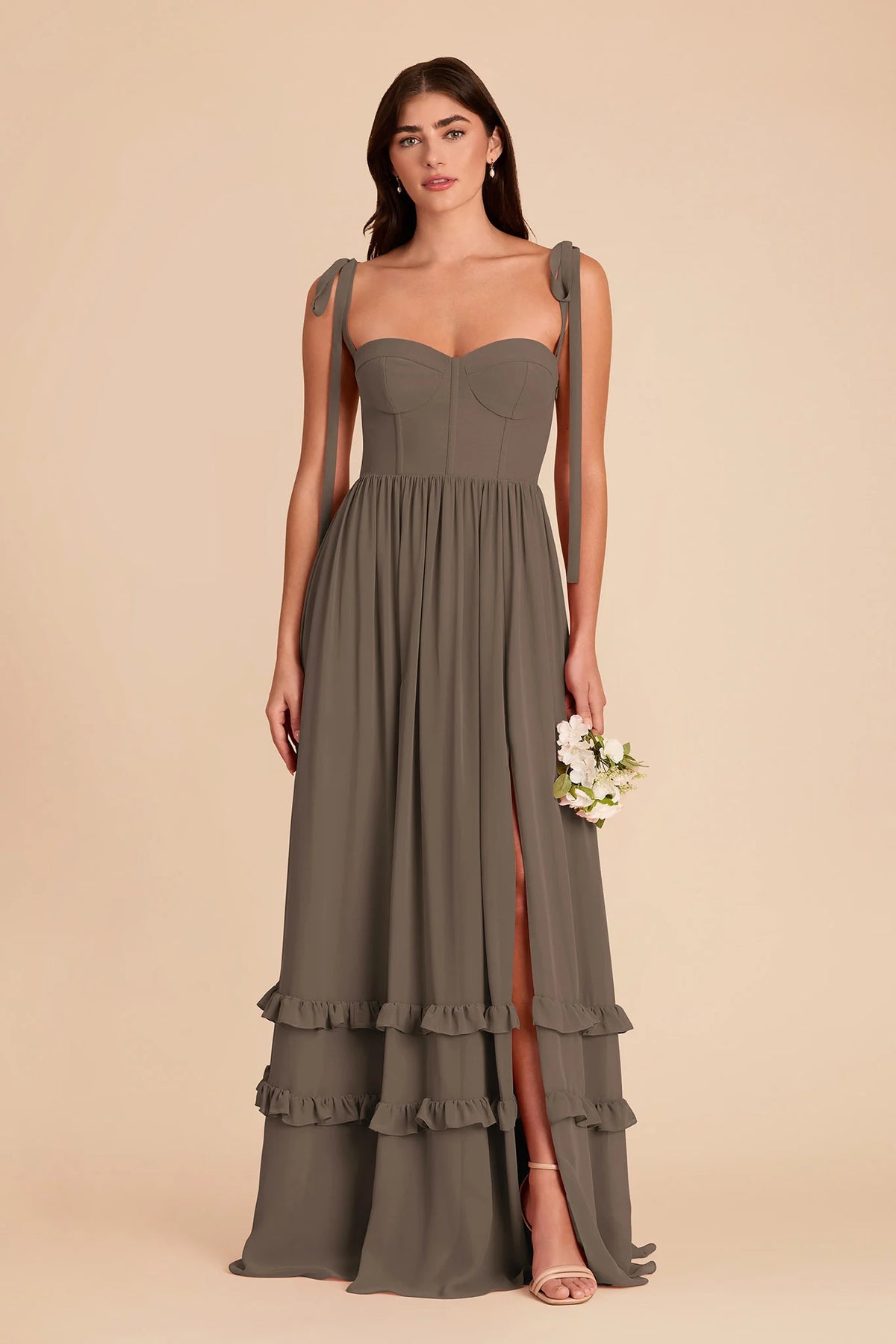 Daphne Mocha front view bridesmaid dress