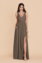 Annelise Mocha front view bridesmaid dress