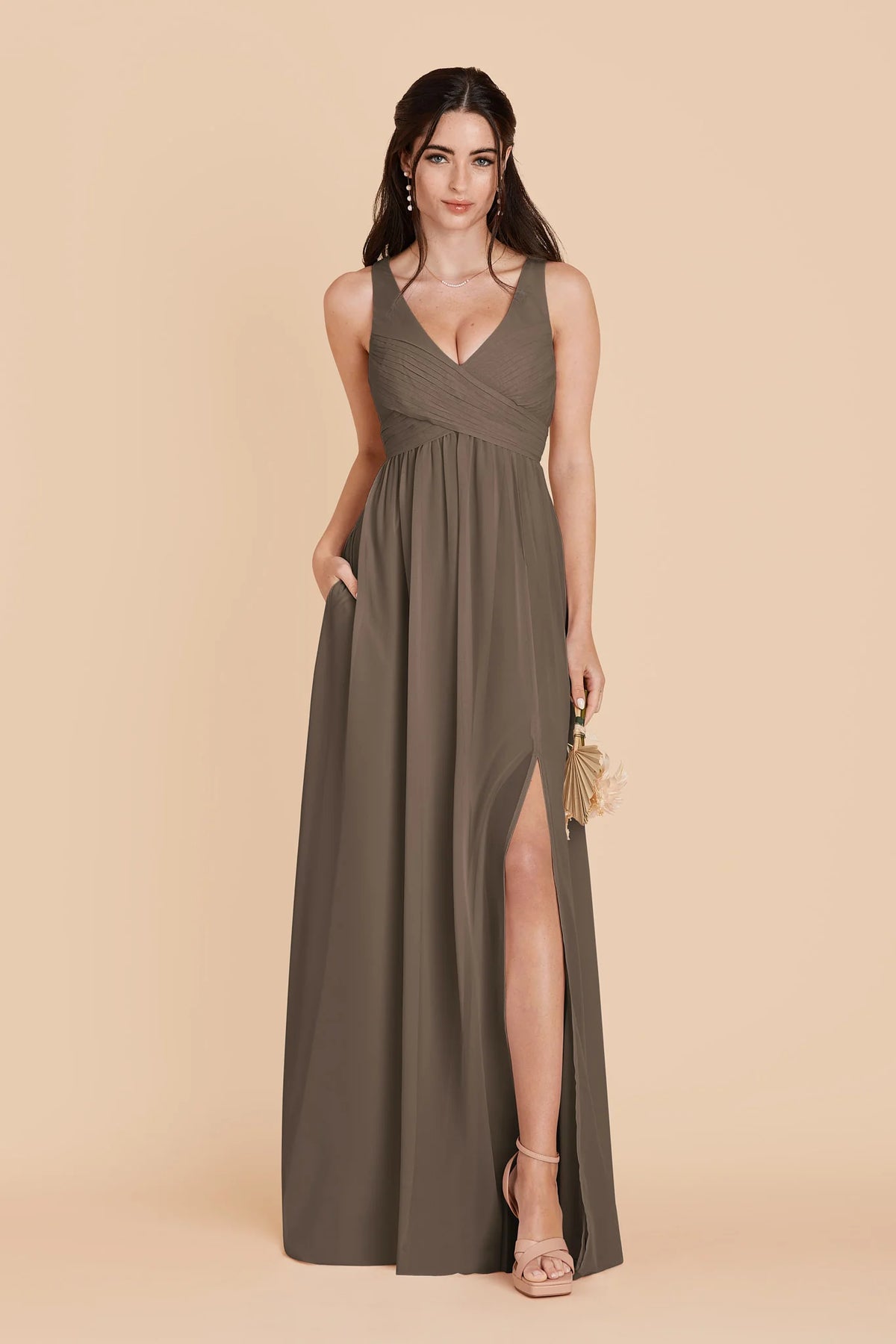 Annelise Mocha front view bridesmaid dress