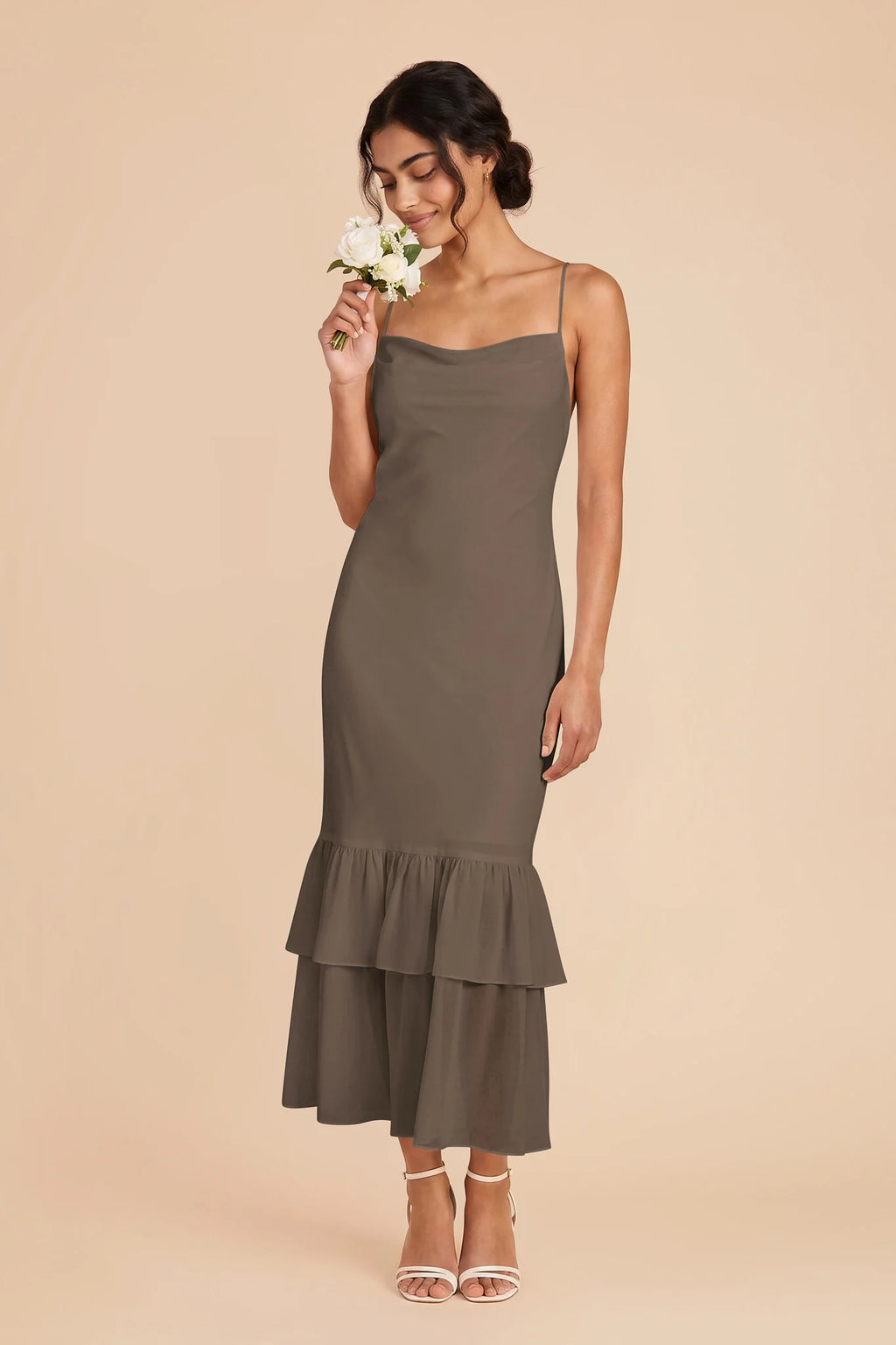 Liora Mocha front view bridesmaid dress