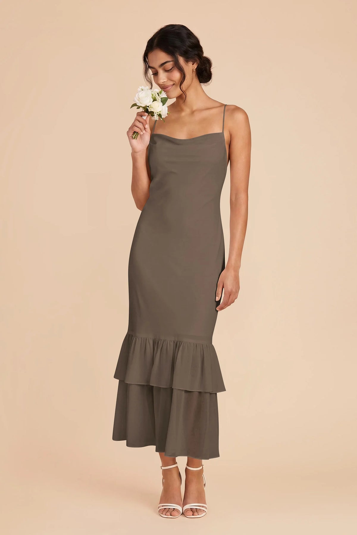 Liora Mocha front view bridesmaid dress