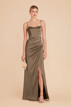 Lucienne Mocha front view bridesmaid dress