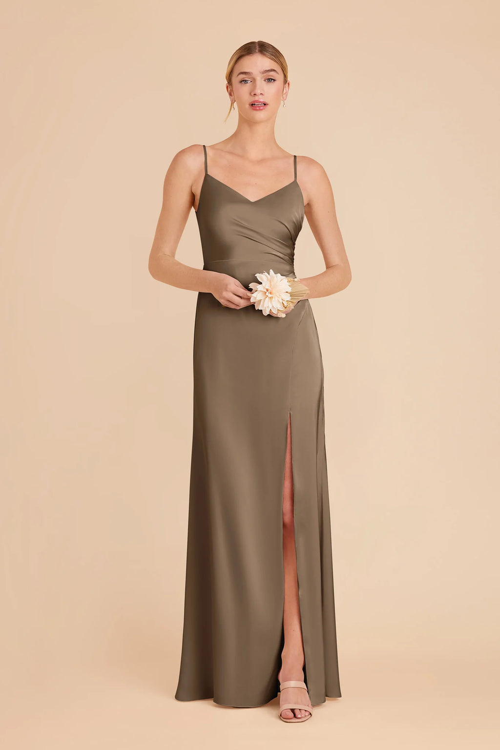 Elara Mocha front view bridesmaid dress