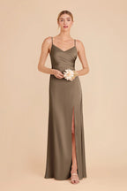Elara Mocha front view bridesmaid dress