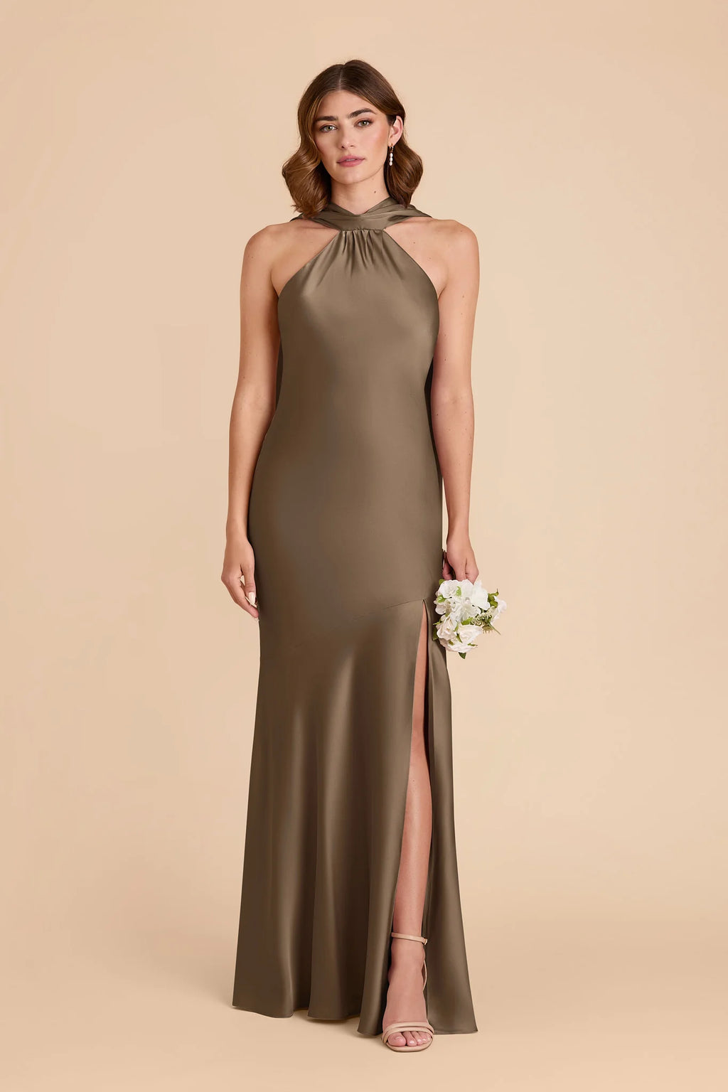 Camille Mocha front view bridesmaid dress