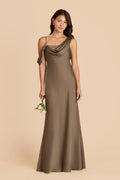 Thalia Mocha front view bridesmaid dress