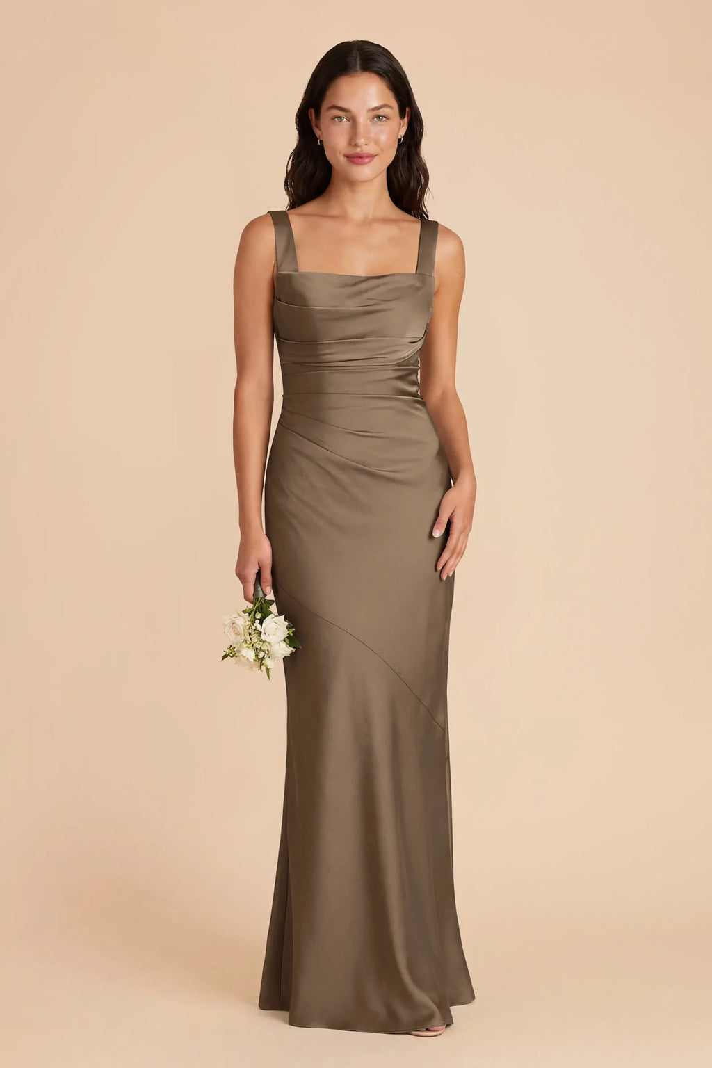 Colette Mocha front view bridesmaid dress