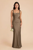 Colette Mocha front view bridesmaid dress