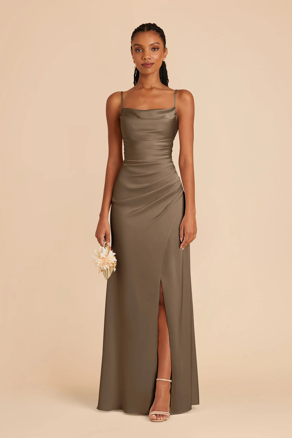 Sabine Mocha front view bridesmaid dress