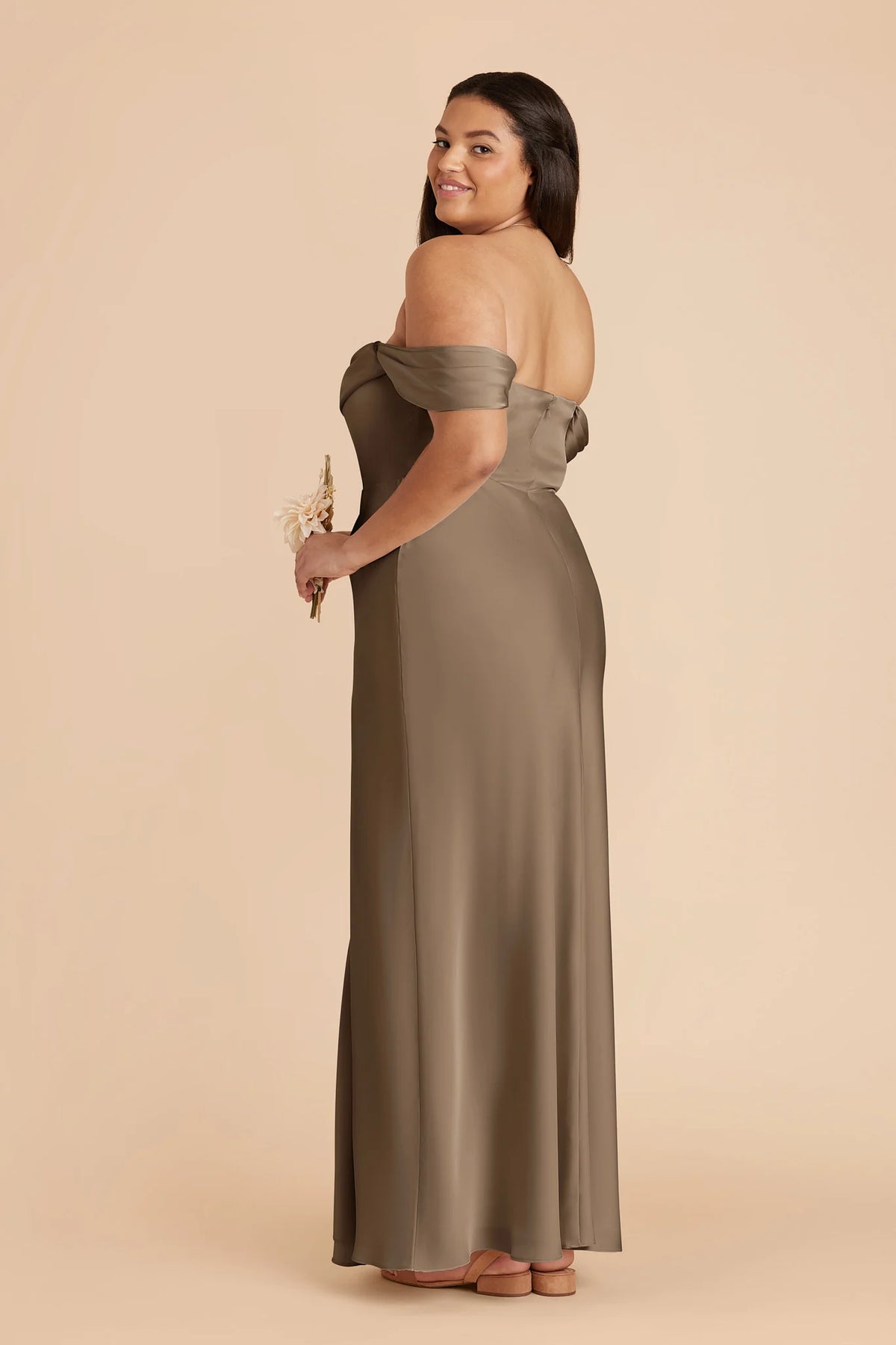 Corinne Mocha back view bridesmaid dress