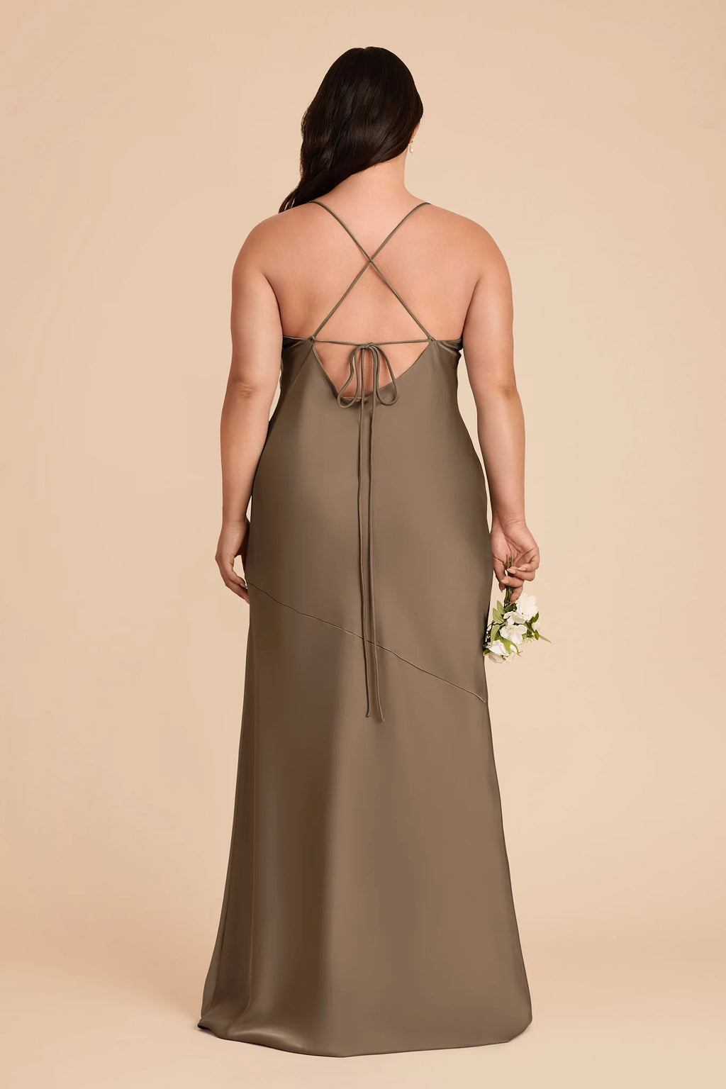 Estelle Mocha back view bridesmaid dress