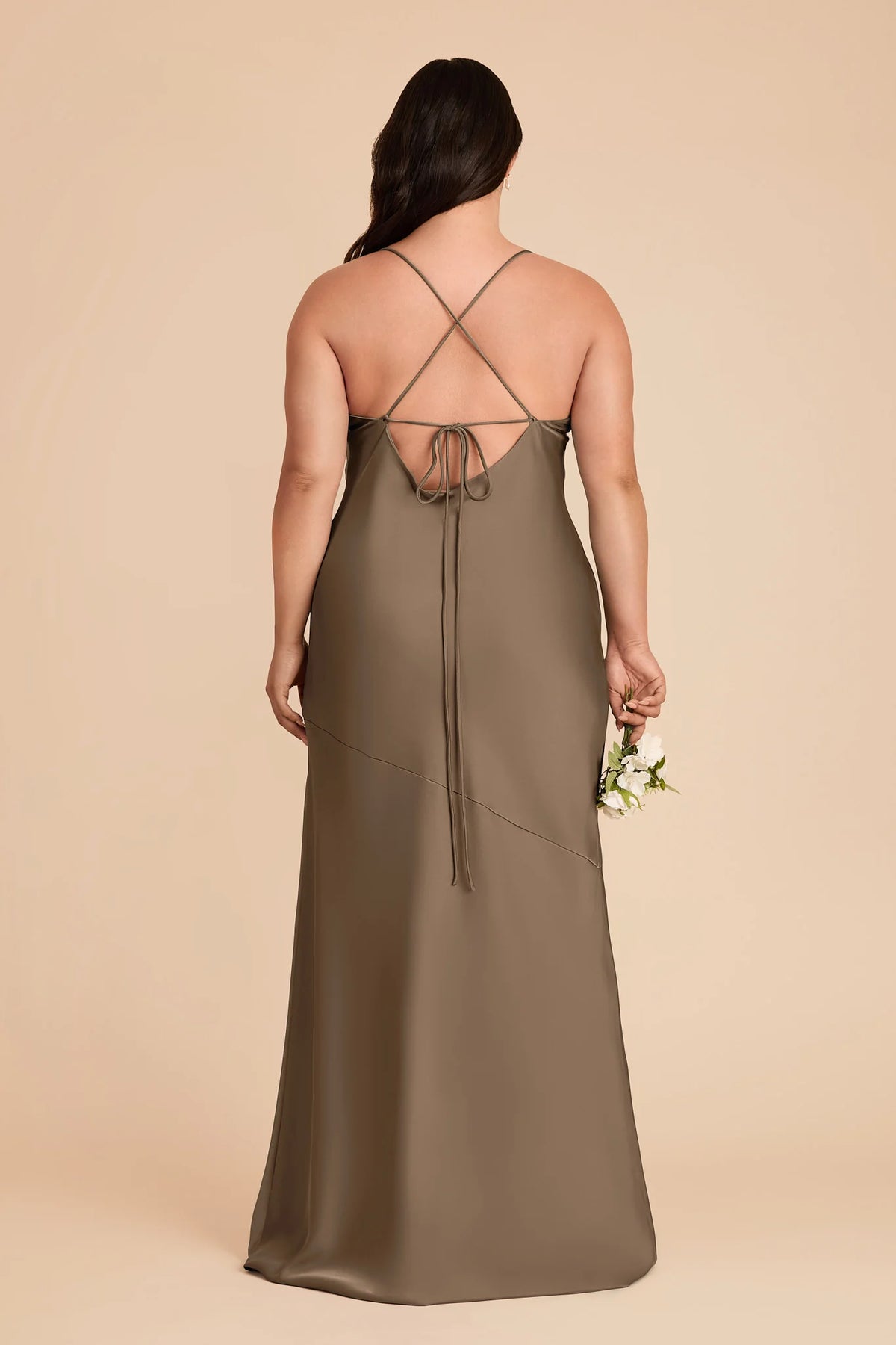 Estelle Mocha back view bridesmaid dress
