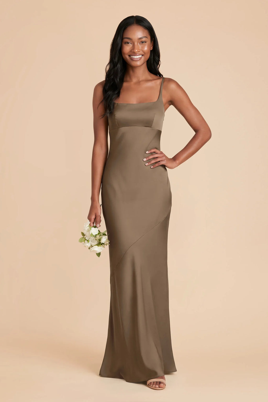 Noelle Mocha front view bridesmaid dress