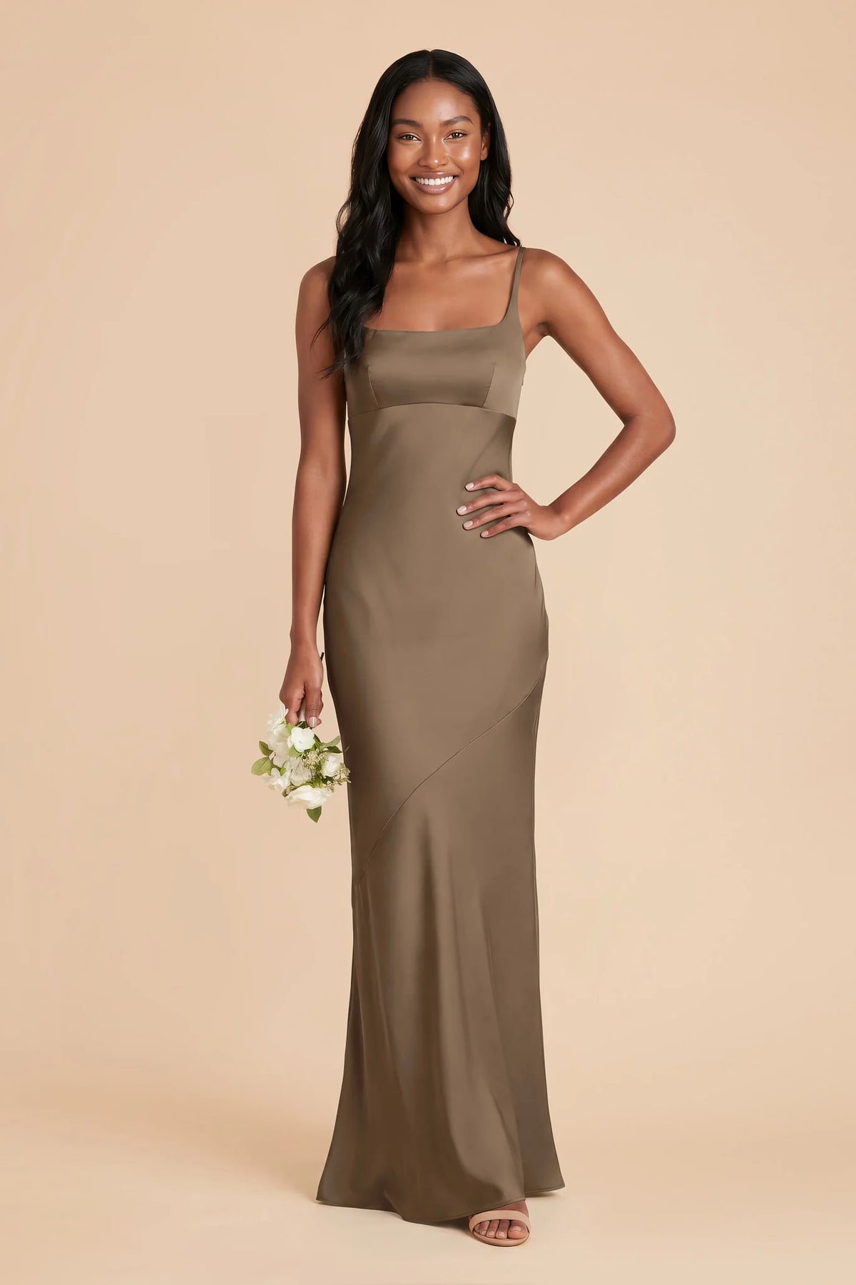 Noelle Mocha front view bridesmaid dress