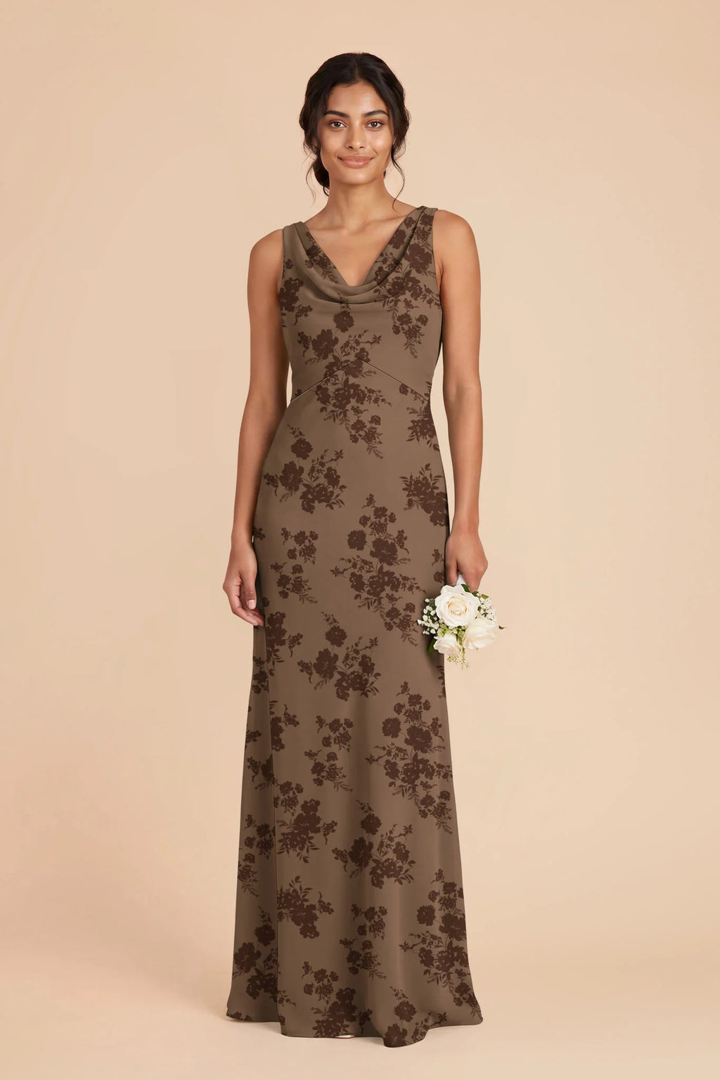 Odette Mocha Whimsical Blooms front view bridesmaid dress