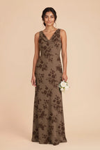 Odette Mocha Whimsical Blooms front view bridesmaid dress