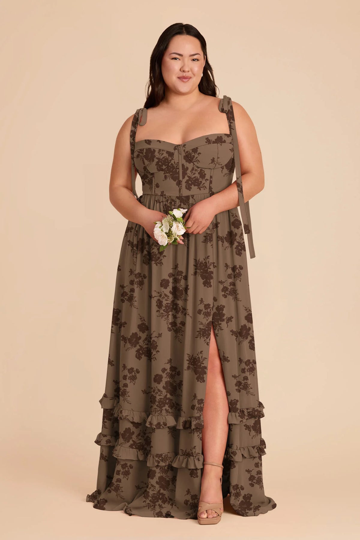 Daphne Mocha Whimsical Blooms alternate view 1 bridesmaid dress