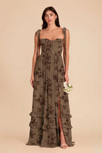 Daphne Mocha Whimsical Blooms front view bridesmaid dress