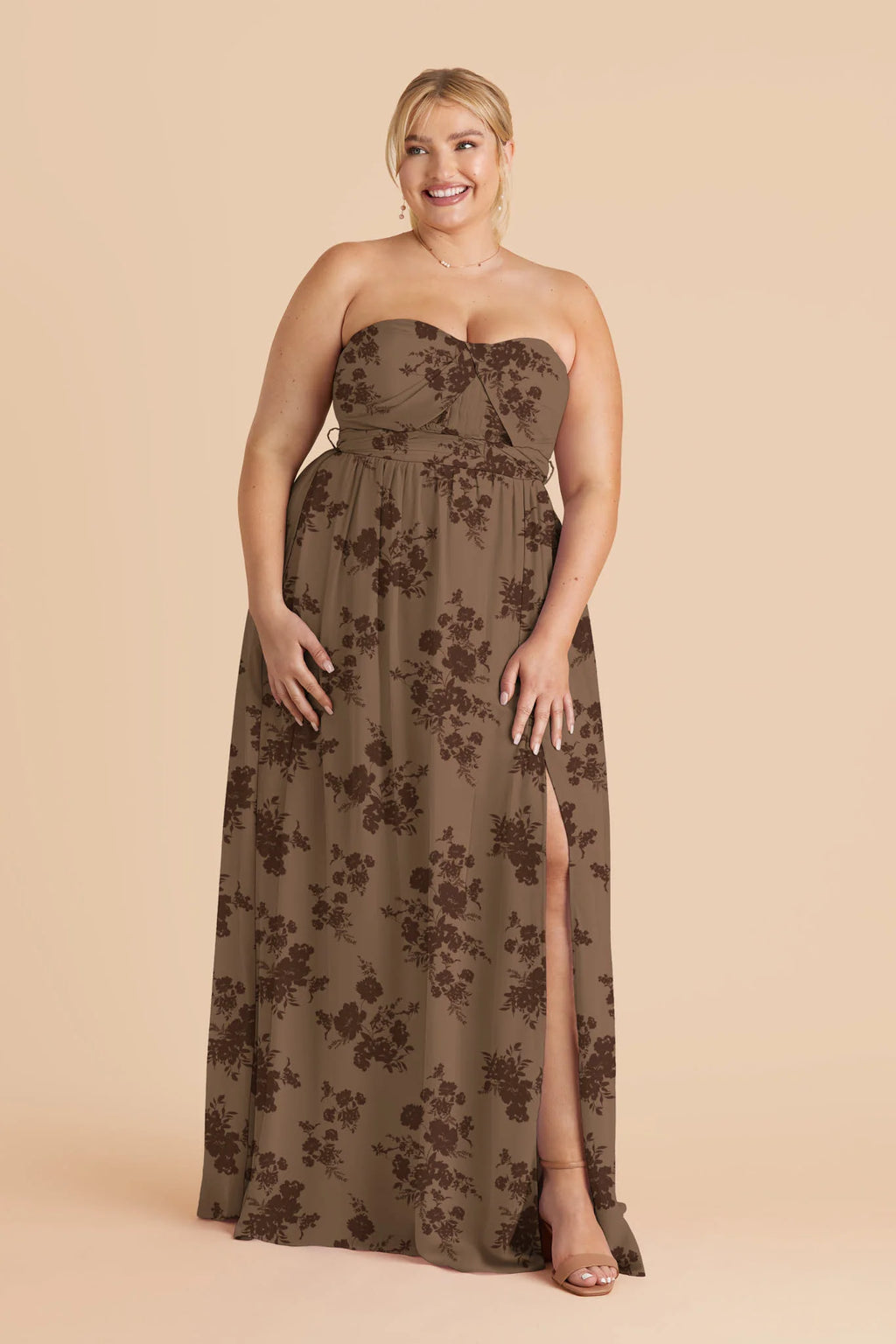 Elodie Mocha Whimsical Blooms alternate view 1 bridesmaid dress