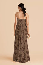Elodie Mocha Whimsical Blooms back view bridesmaid dress