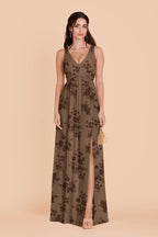 Annelise Mocha Whimsical Blooms front view bridesmaid dress