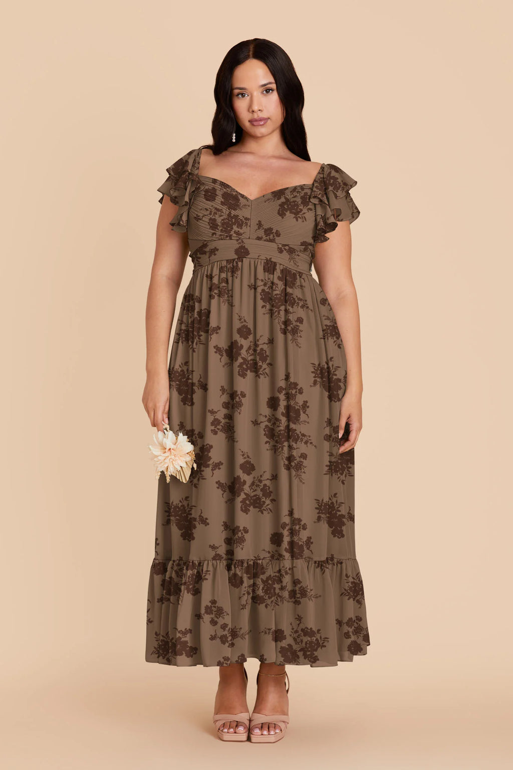 Talia Mocha Whimsical Blooms alternate view 1 bridesmaid dress