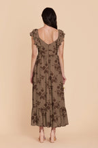Talia Mocha Whimsical Blooms back view bridesmaid dress