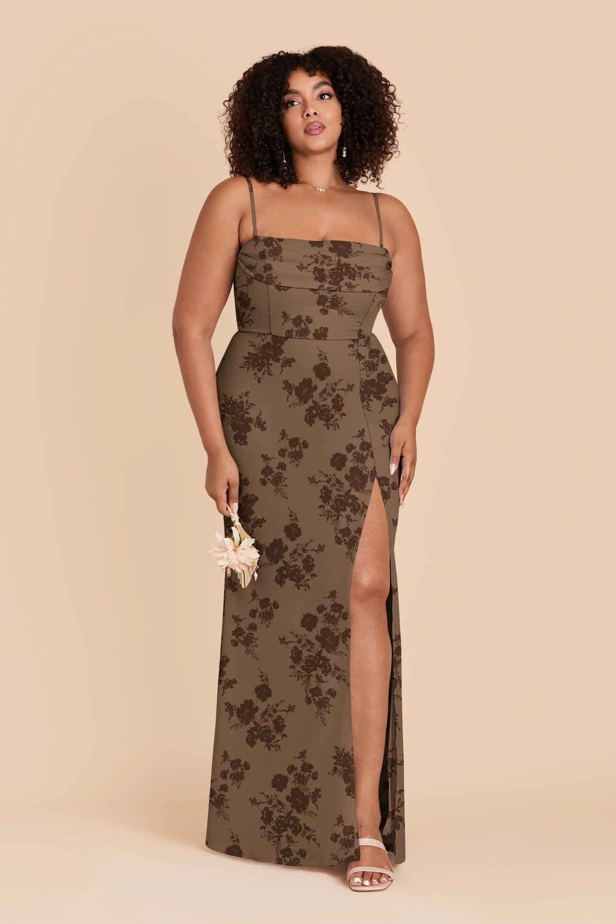 Odessa Mocha Whimsical Blooms alternate view 1 bridesmaid dress