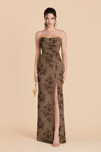 Odessa Mocha Whimsical Blooms front view bridesmaid dress