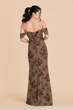 Odessa Mocha Whimsical Blooms back view bridesmaid dress
