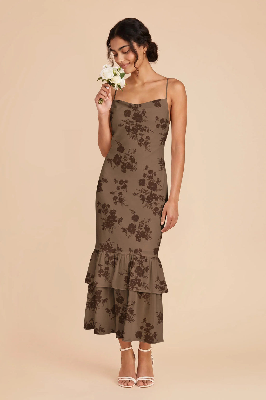 Liora Mocha Whimsical Blooms front view bridesmaid dress