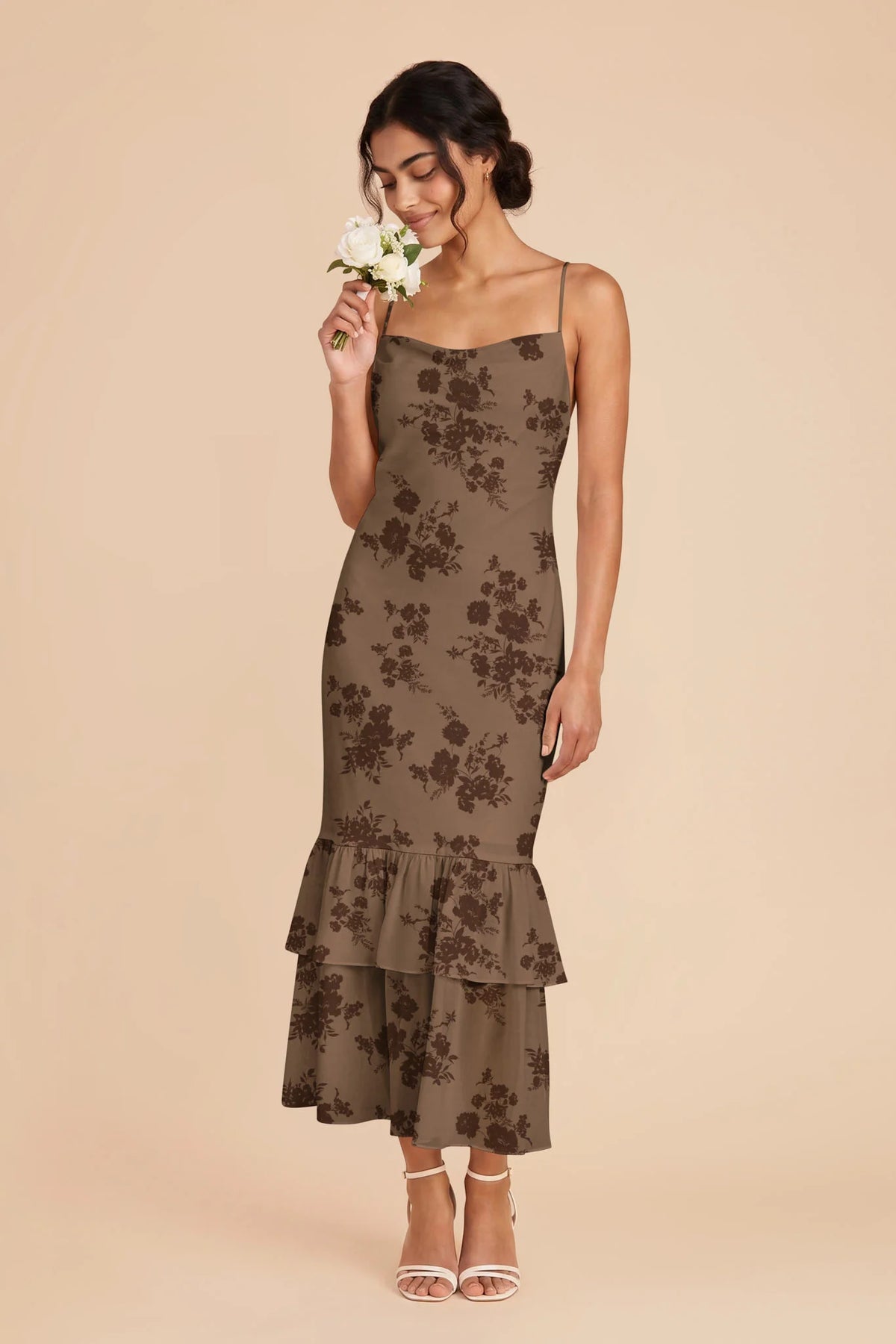 Liora Mocha Whimsical Blooms front view bridesmaid dress