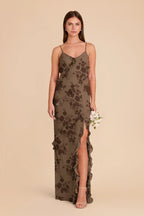 Vivienne Mocha Whimsical Blooms front view bridesmaid dress