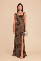 Elowen Mocha Whimsical Blooms front view bridesmaid dress