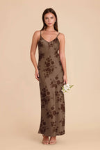 Amara Mocha Whimsical Blooms front view bridesmaid dress