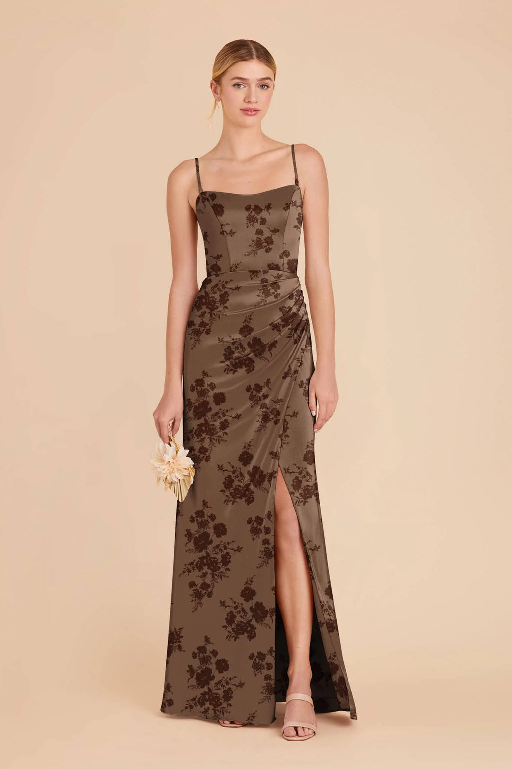 Lucienne Mocha Whimsical Blooms front view bridesmaid dress