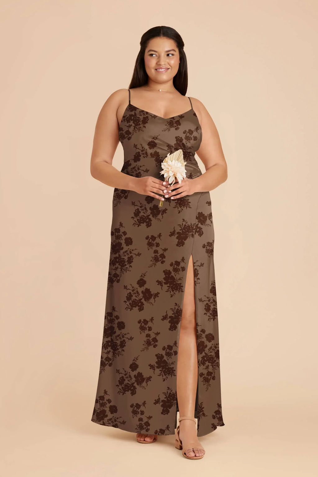 Elara Mocha Whimsical Blooms alternate view 1 bridesmaid dress