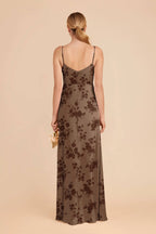 Elara Mocha Whimsical Blooms back view bridesmaid dress