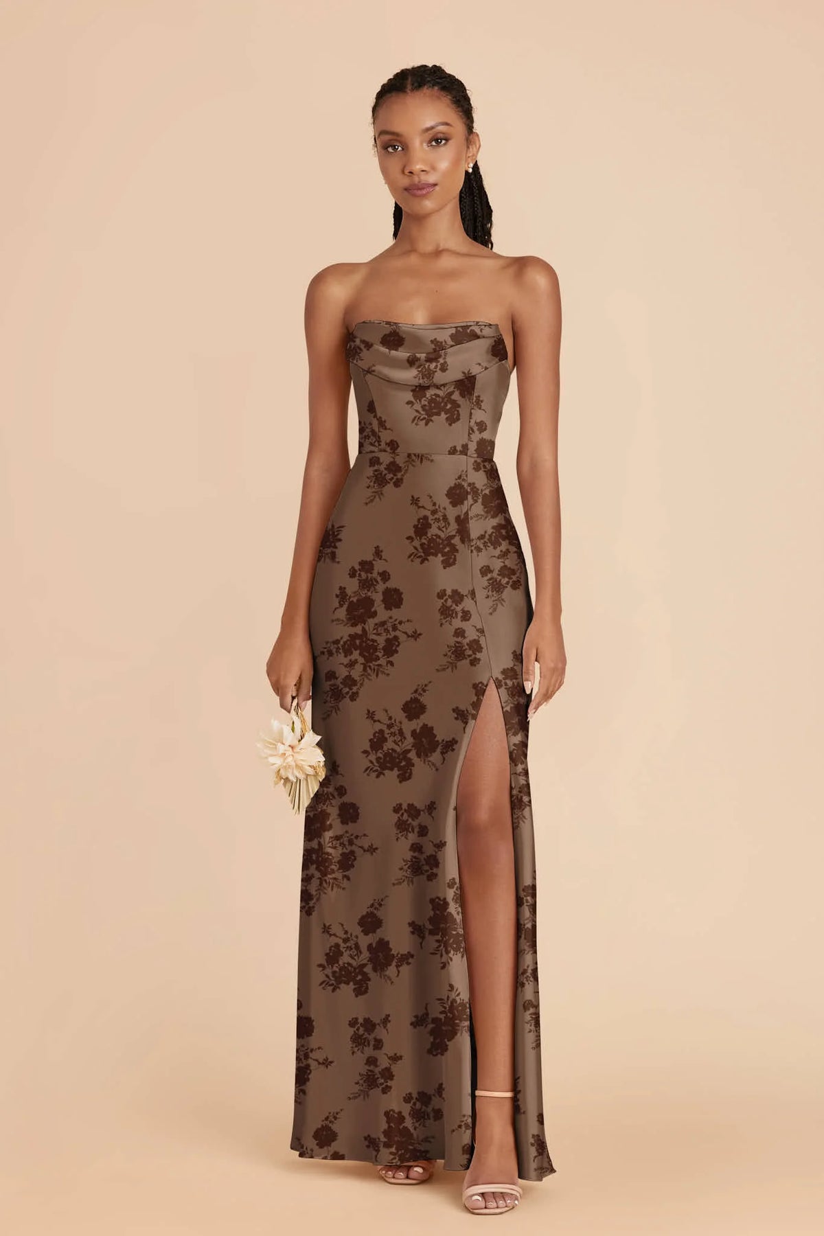 Corinne Mocha Whimsical Blooms alternate view 1 bridesmaid dress