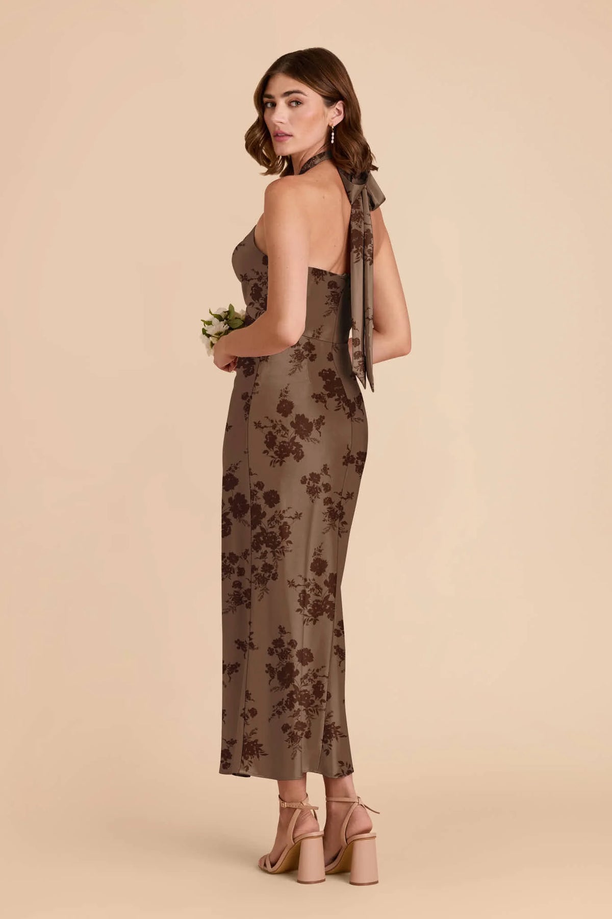 Seraphine Mocha Whimsical Blooms front view bridesmaid dress