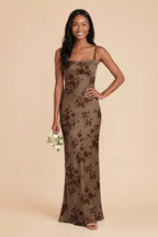 Noelle Mocha Whimsical Blooms front view bridesmaid dress